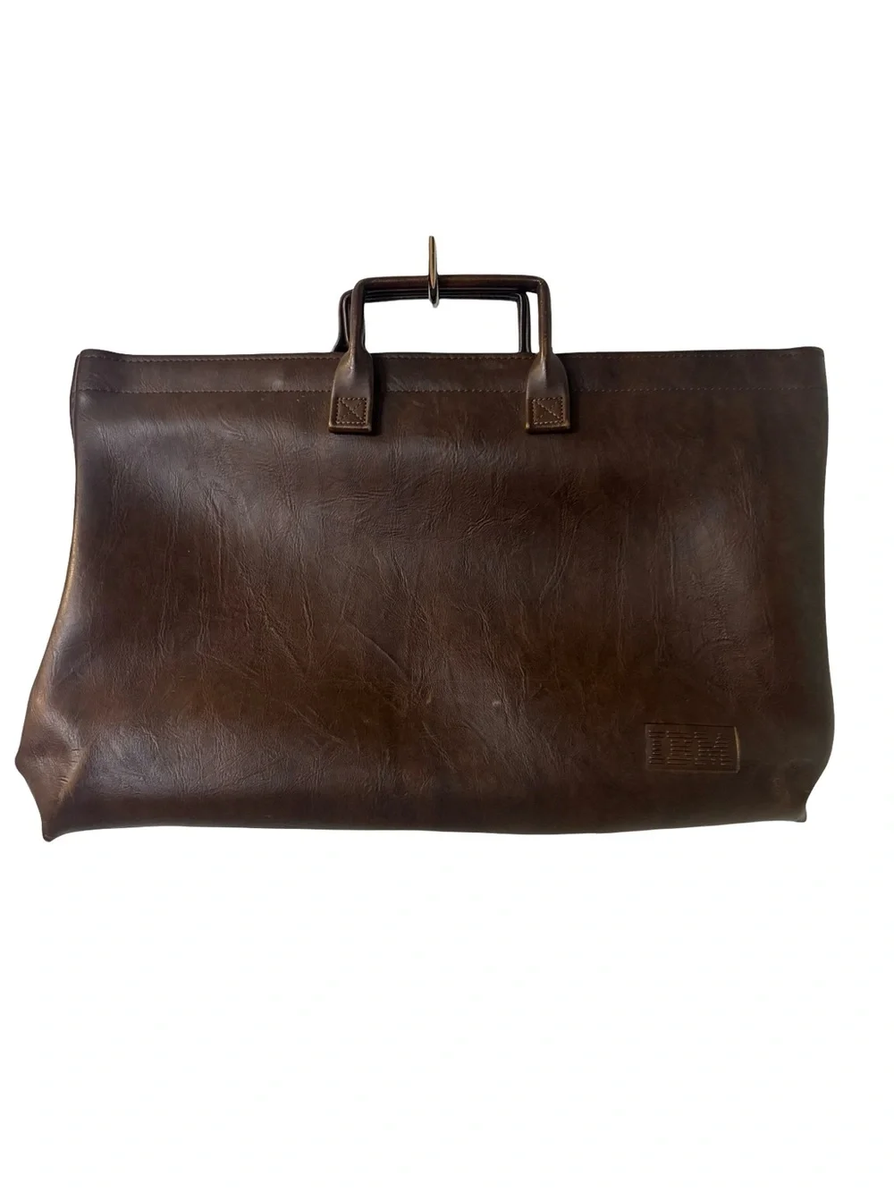 Brown Leather Briefcase Collectible Durable Old Money Portfolio Tote or Caryall