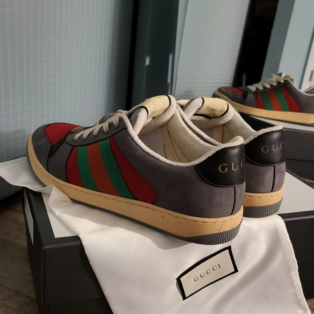 Gucci Men's Gray and Red Sneakers