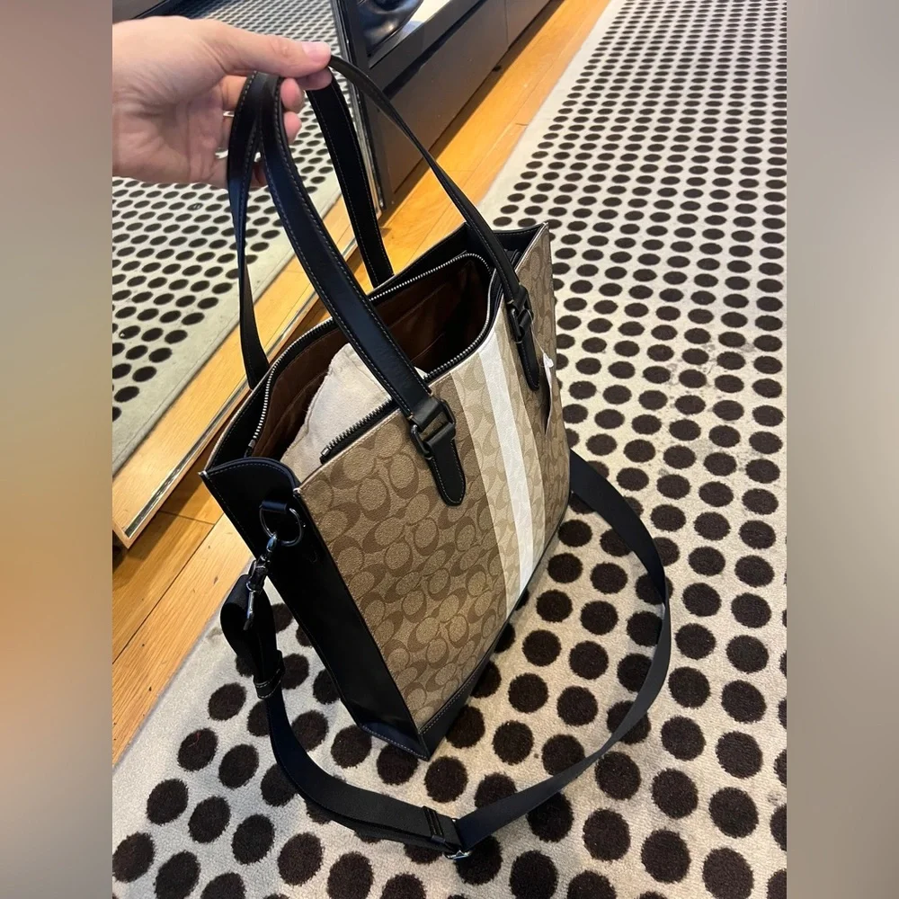 NWT！COACH GRAHAM STRUCTURED TOTE IN BLOCKED SIGNATURE CANVAS （CQ037）father gift