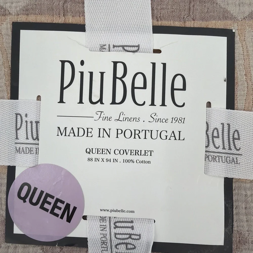 PiuBelle Queen Coverlet Diamond Peach Brown Gray Boho Earthy 100% Cotton