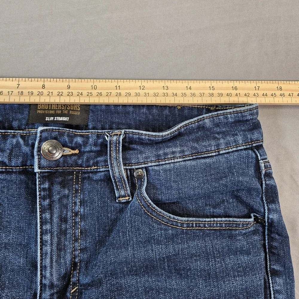 Brothers and Sons Mens Slim Straight Stretch Denim Jeans Size 34x30