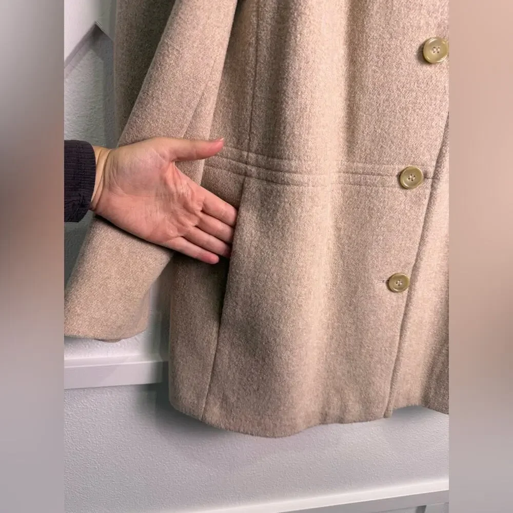 Bromley Collection Wool Blend Coat Women’s Size 18 Beige Button Front Jacket