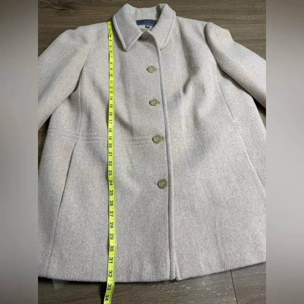 Bromley Collection Wool Blend Coat Women’s Size 18 Beige Button Front Jacket