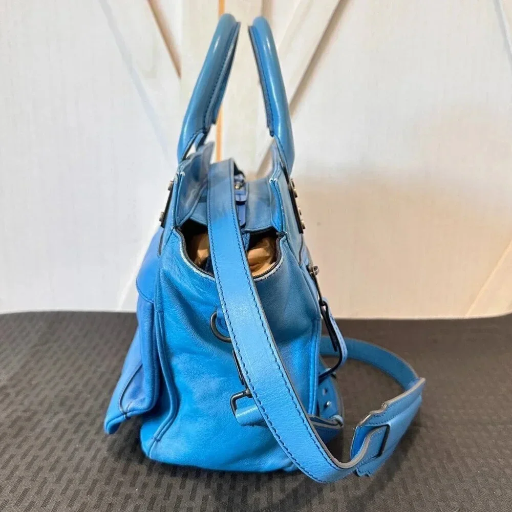 Rag & Bone Small Blue Leather Pilot Bag