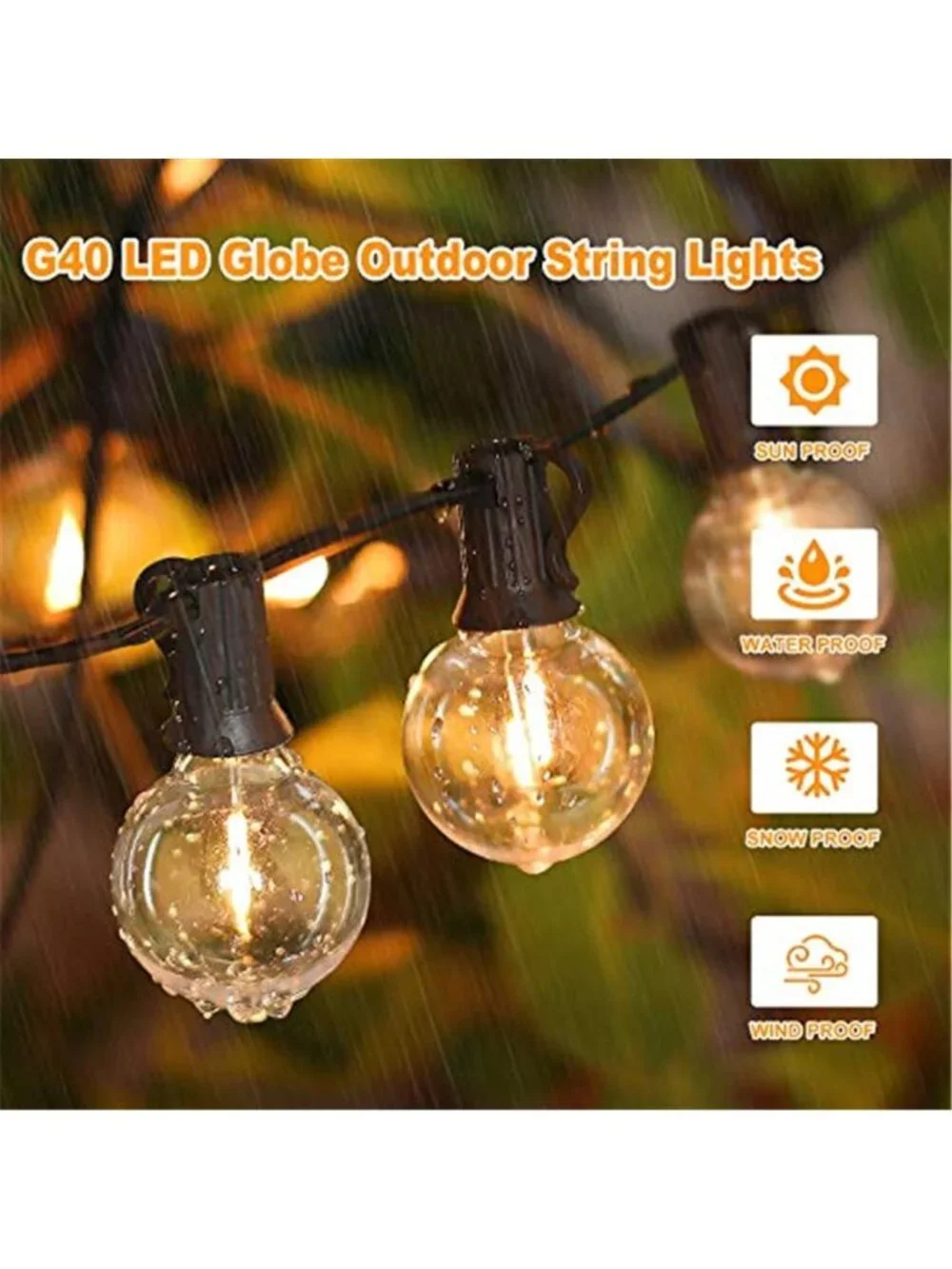 Outdoor G40 Globe String Lights 100ft Vintage Waterproof Dimmable Connectable