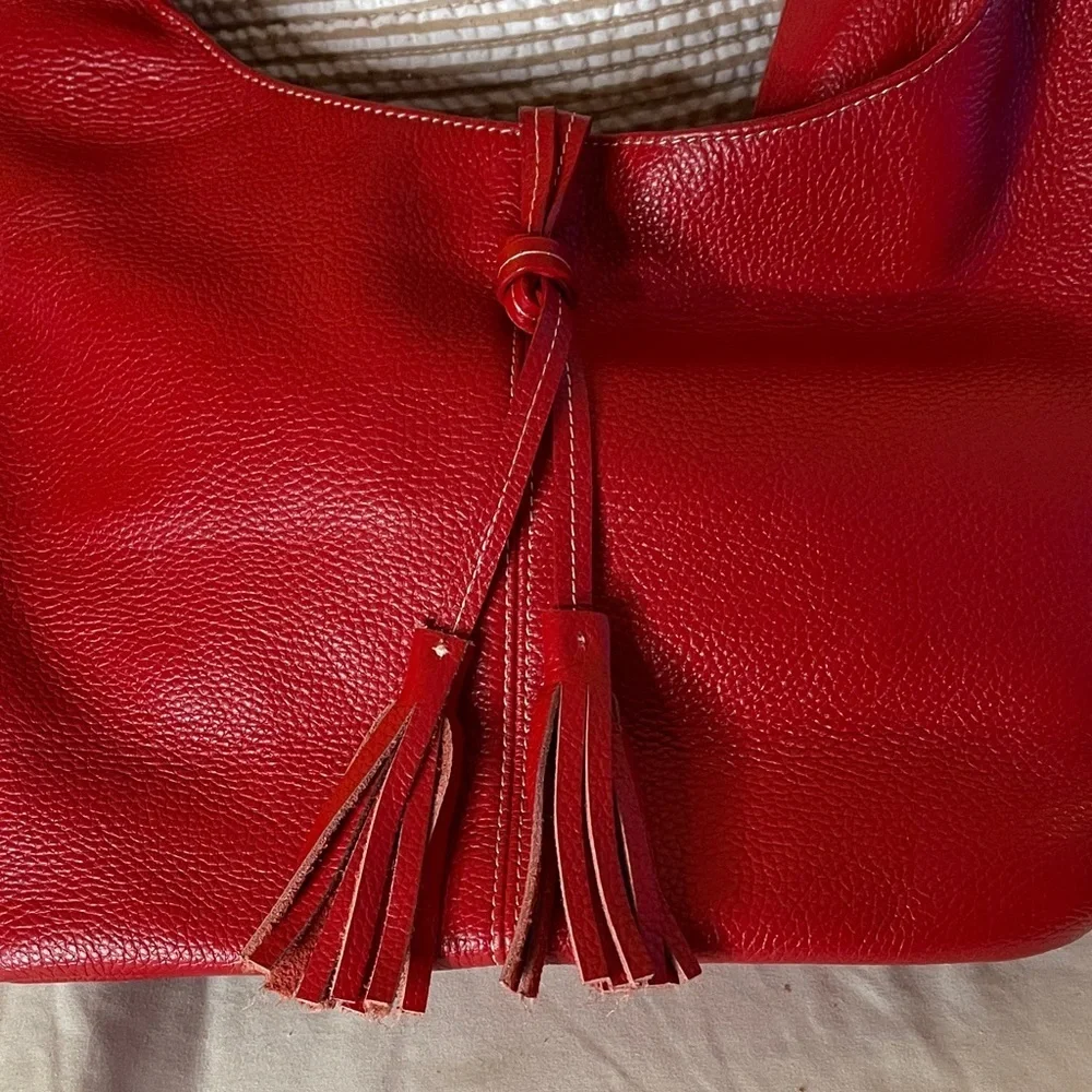 Laggo Red Leather Women's Bag Los Angeles Luxury Brand Laggo Tassels