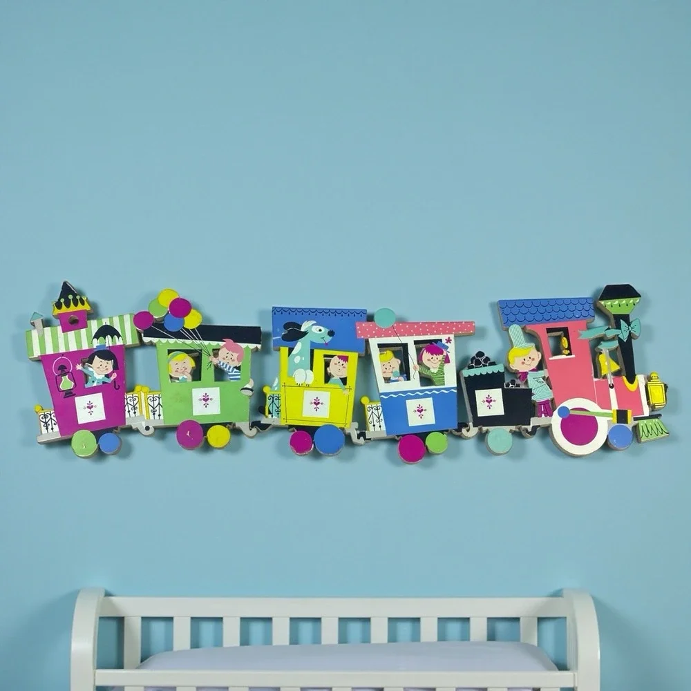 VTG‎ Dolly Toy Co Train Wall Puzzle 1950s Pressboard Nursery Decor