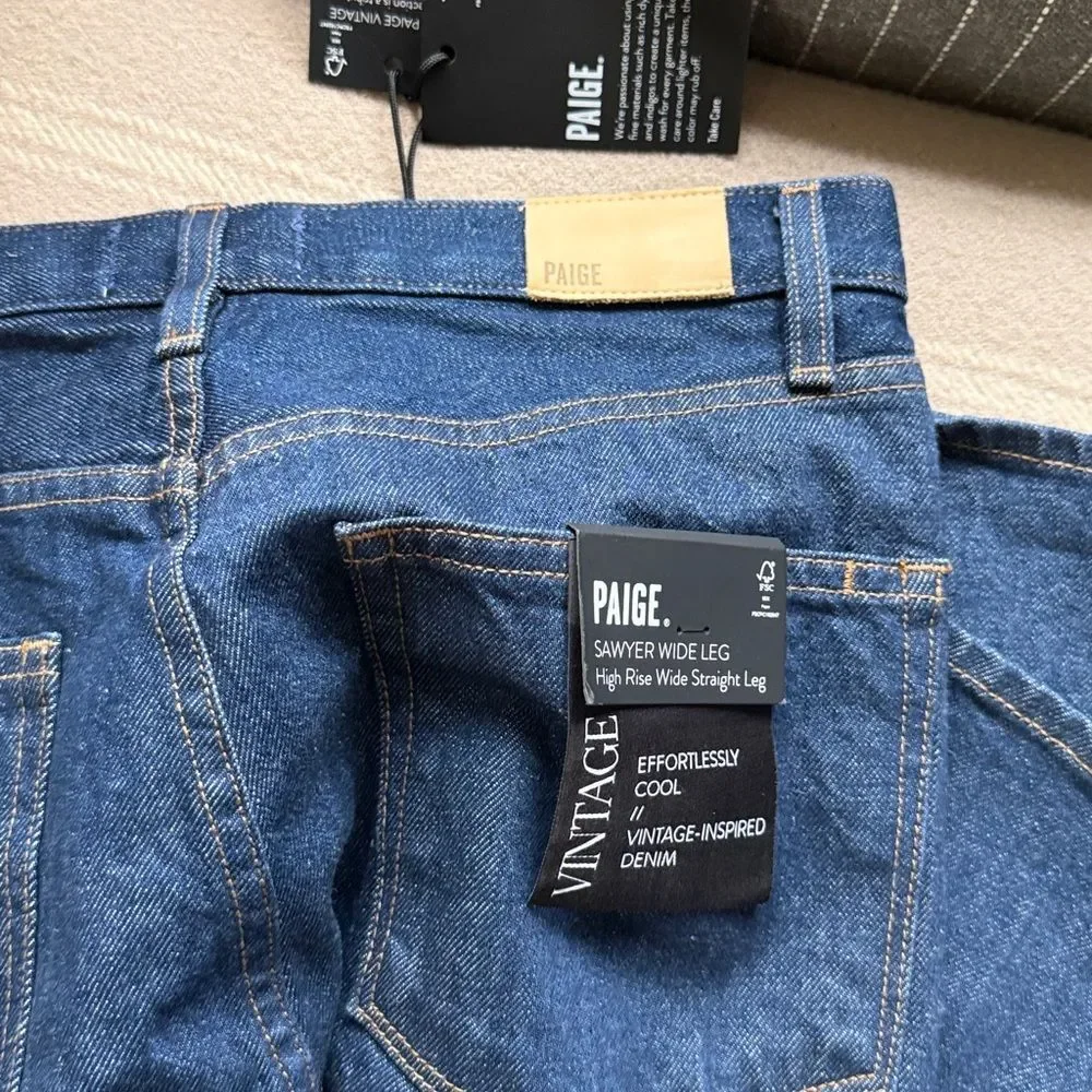 NWT PAIGE Sawyer Wide Leg 100% Cotton Jeans 29