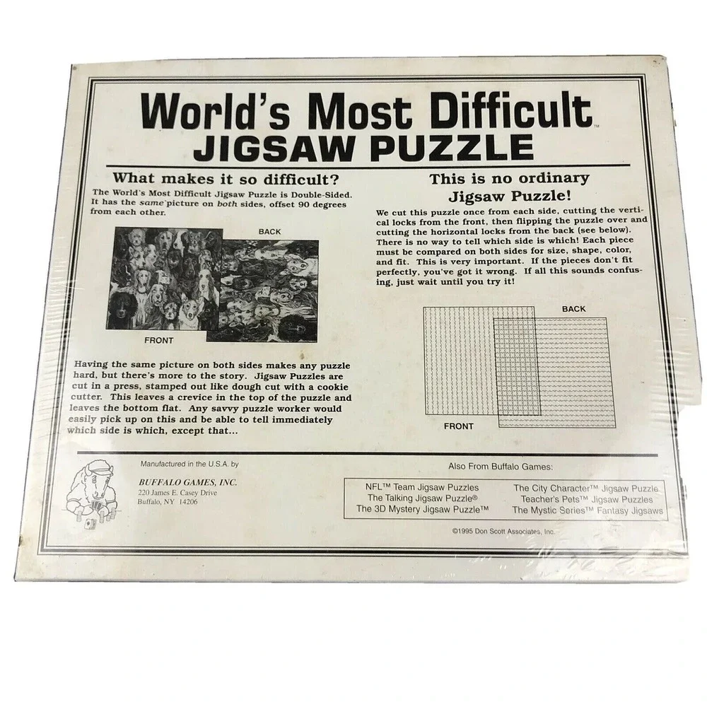 World's Most Difficult‎ Jigsaw Puzzle 529 Pieces Double Sided Dogs Edition NEW