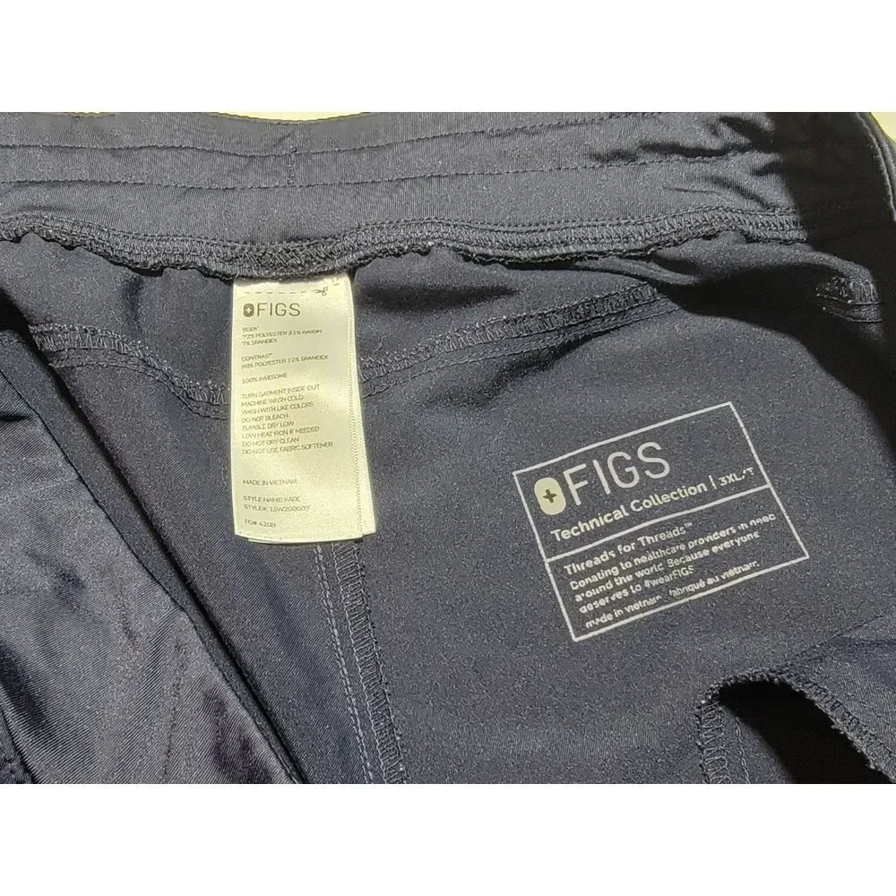 Figs Mens 3XLT Blue Straight Leg Technical Collection Pockets Pants FLAW‎