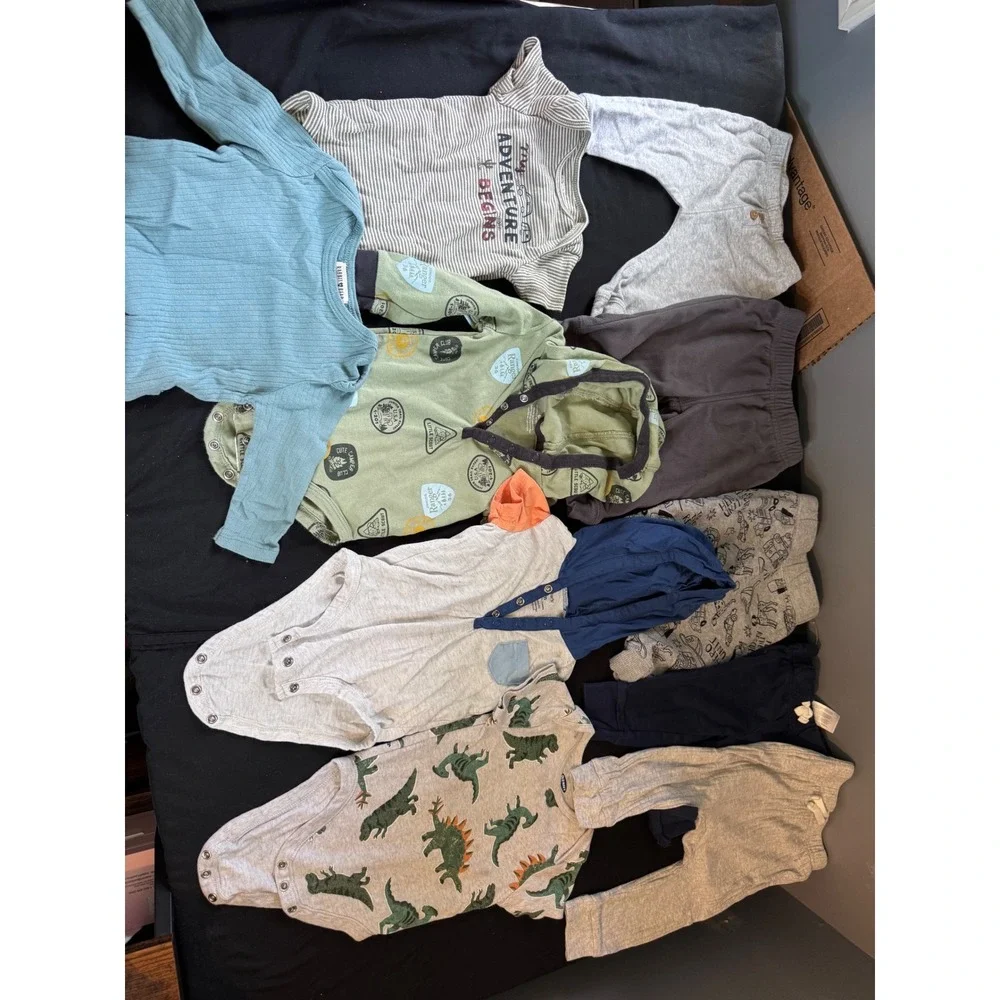 Carter's Rabbit + Bear Baby Boy Clothes Bundle 6-9M Bodysuits Pants 10pc Set