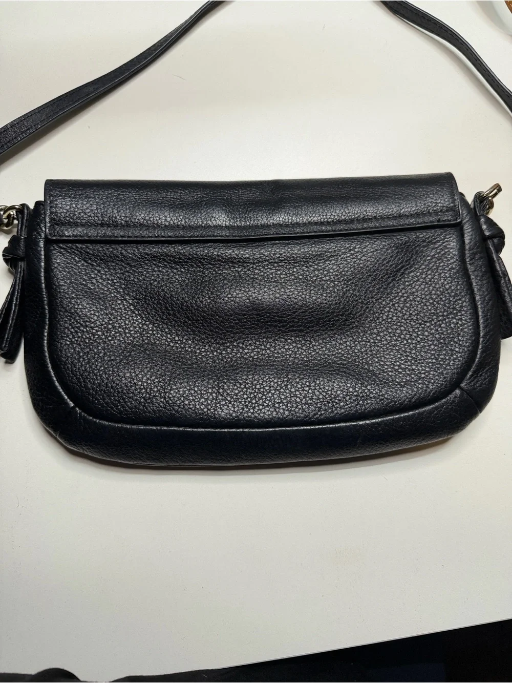 Tory Burch Black Leather Crossbody Bag with Embossed Medallion