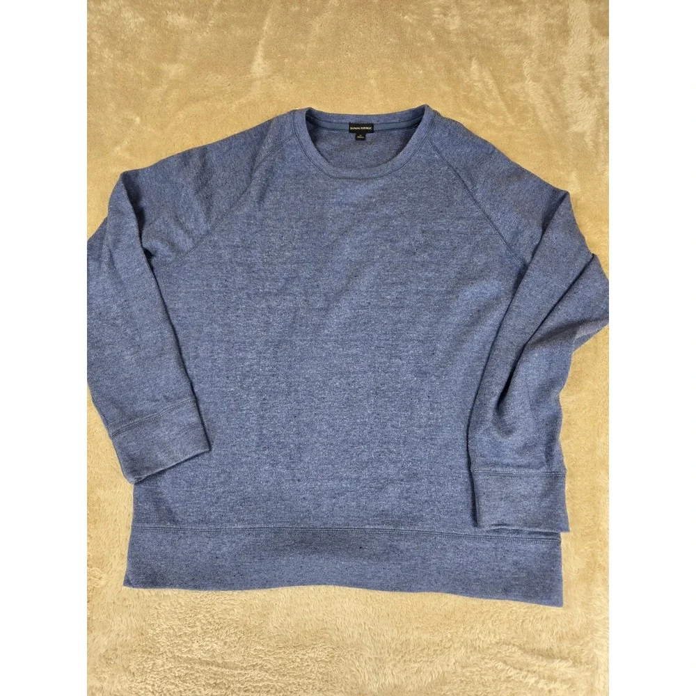 Banana Republic Mens Heathered Blue‎ Crew Neck Raglan Sleeve Sweatshirt XL
