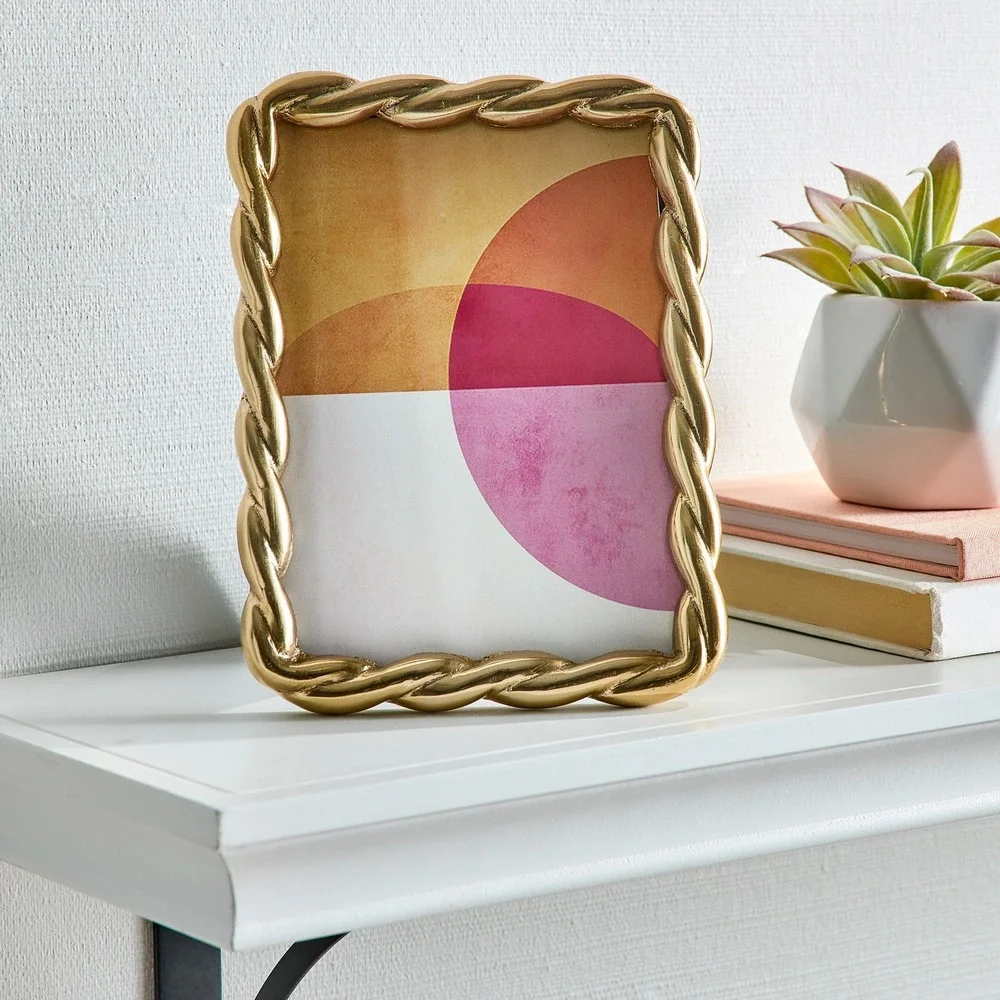 Better Homes & Gardens 5x7 Picture Frame – Gold‎ Rope Metal Tabletop Photo Frame