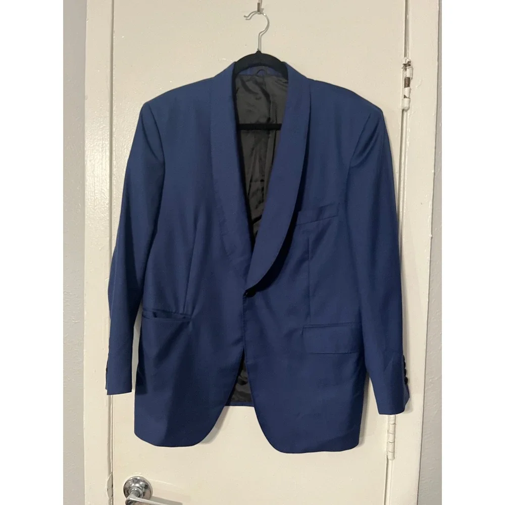 House of Donaldson Mens Blue Tuxedo Blazer Shawl Lapel Formal Jacket