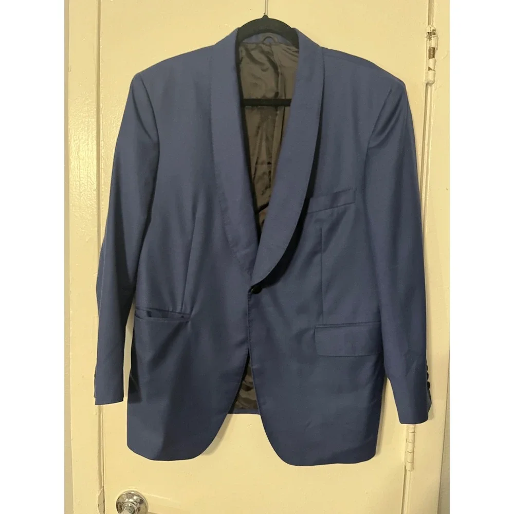 House of Donaldson Mens Blue Tuxedo Blazer Shawl Lapel Formal Jacket