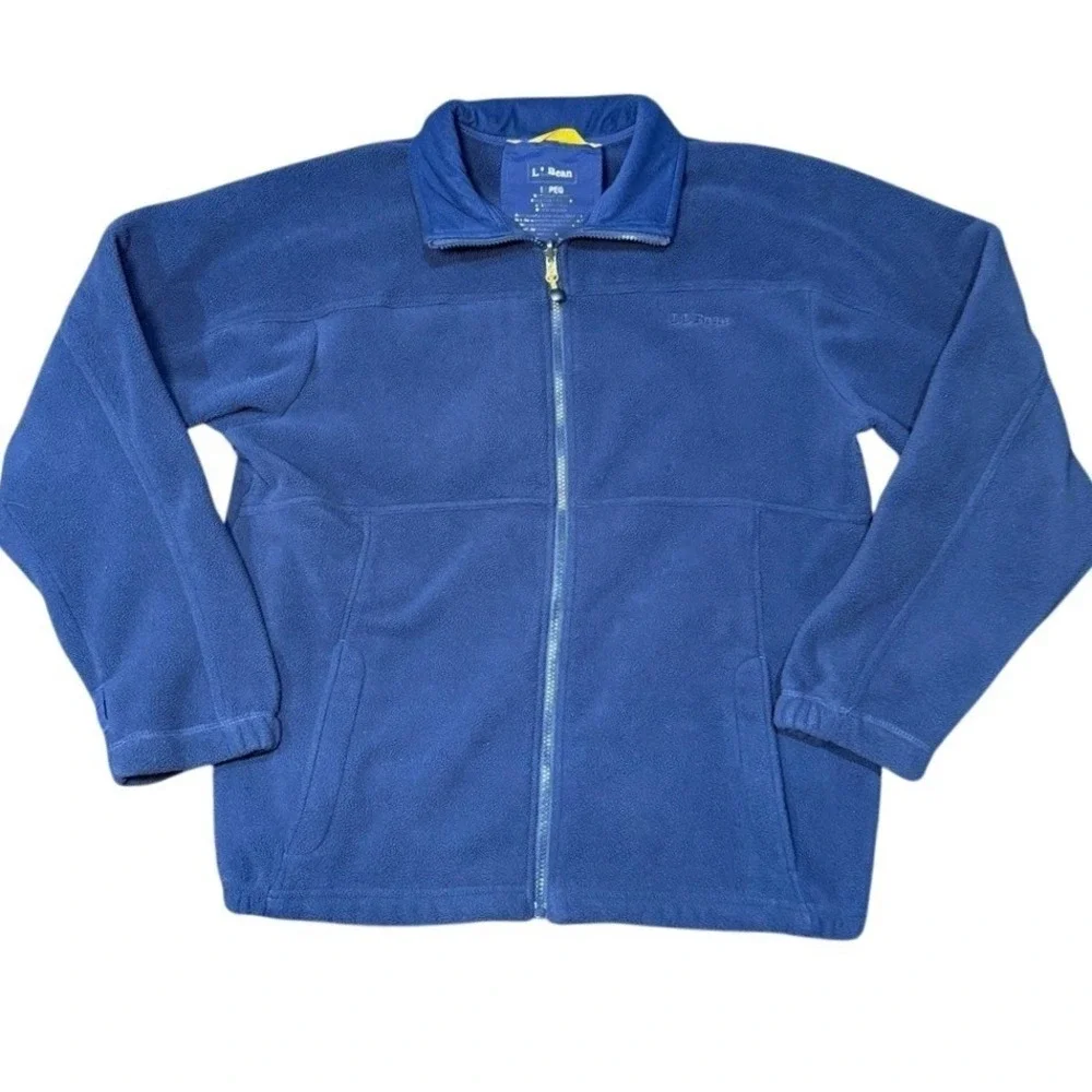 L.L. Bean Men's Navy Fleece Full Zip Jacket Size M Reg Medium‎