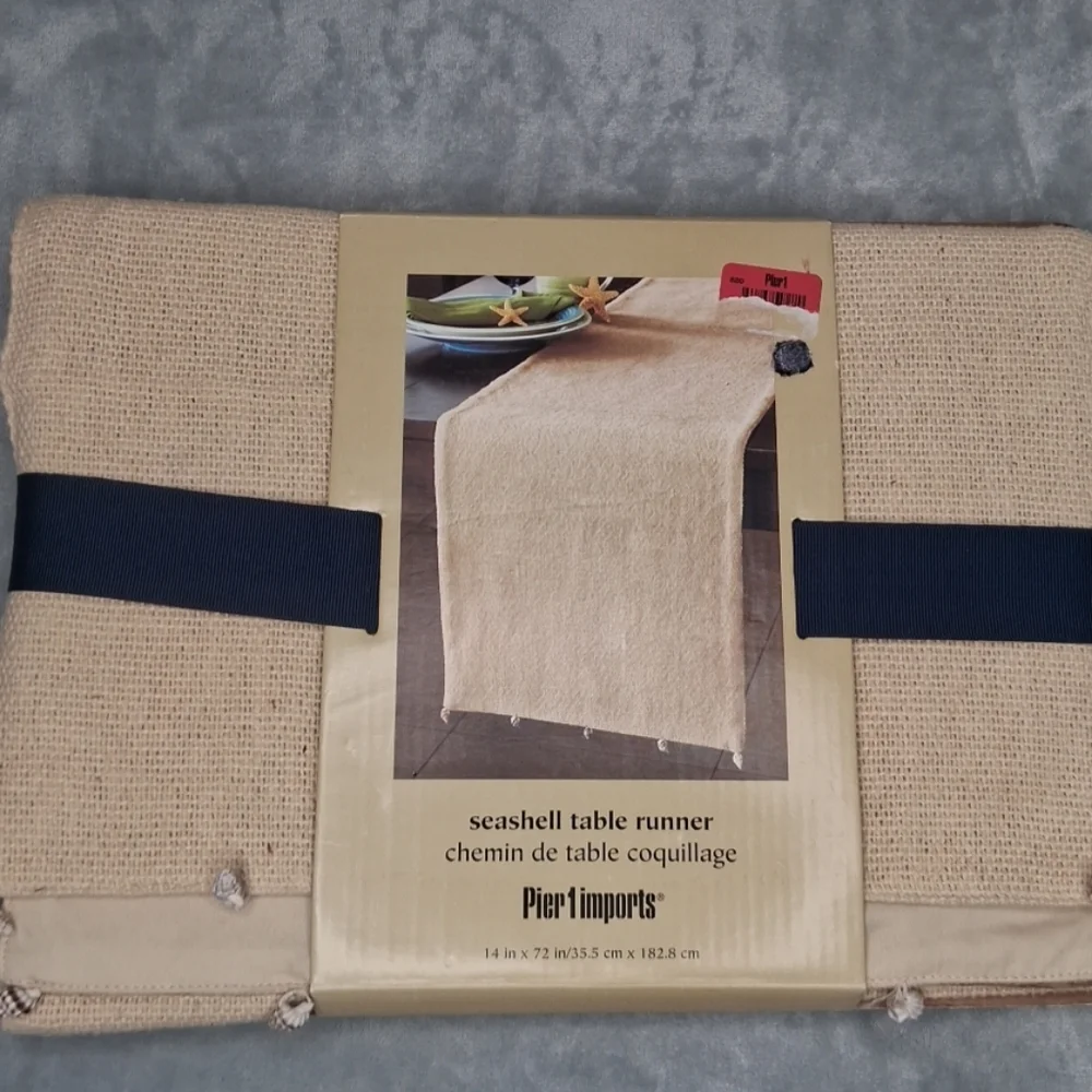 New Pier 1 Jute Table Runner Seashells Coastal Nautical Home Decor 14