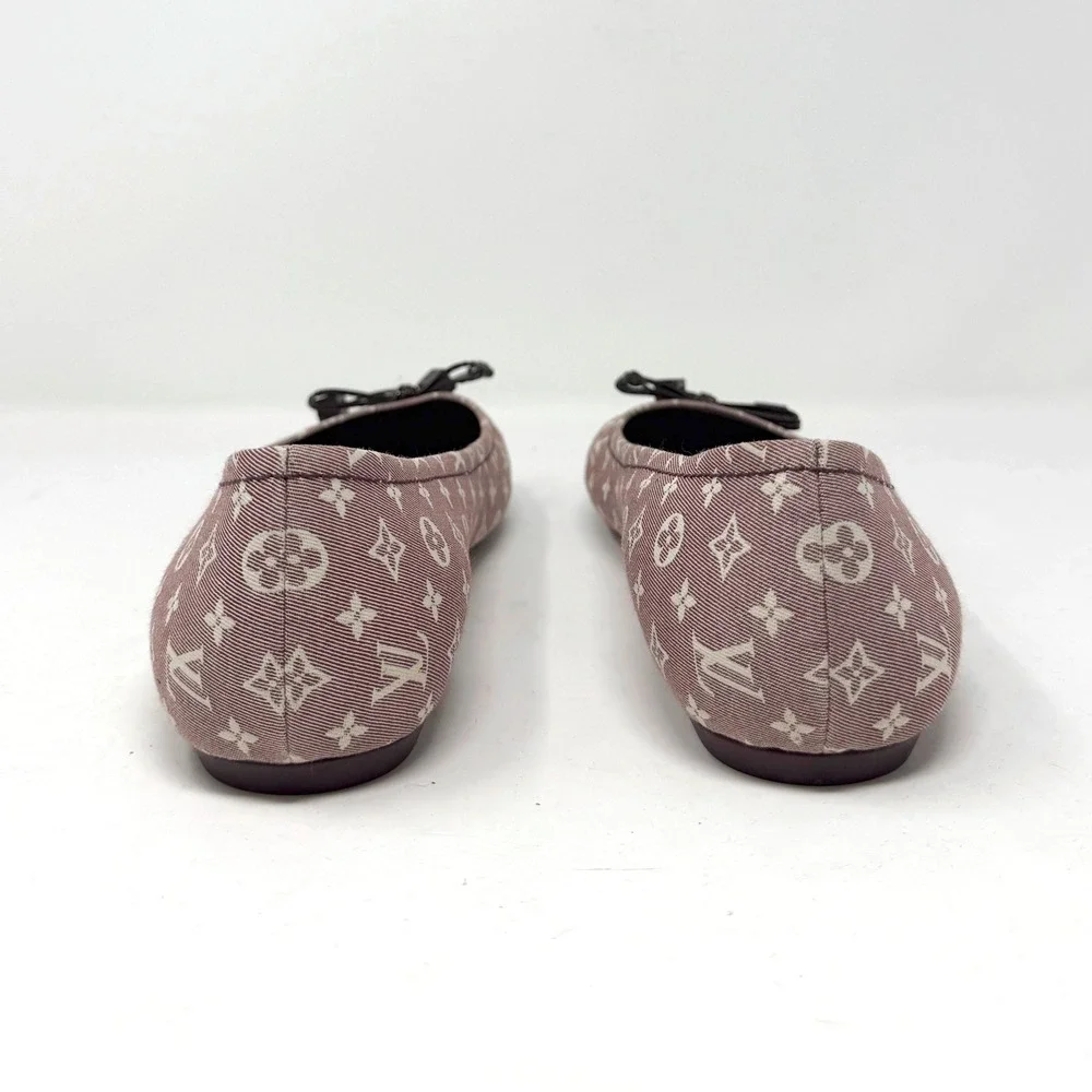 Louis Vuitton‎ Monogram Ballet Flats Patent Bow Taupe Canvas Size 39