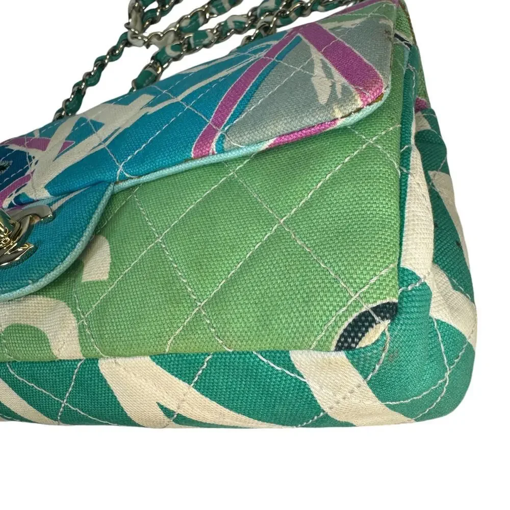 Chanel Eiffel Tower Flap Bag Vintage Paris Shoulder Purse CC Rare Quilted Canvas