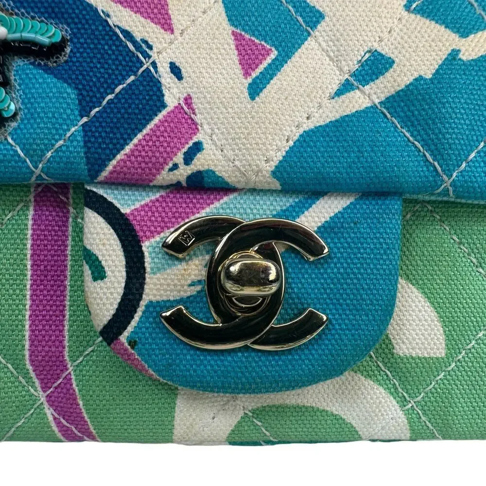 Chanel Eiffel Tower Flap Bag Vintage Paris Shoulder Purse CC Rare Quilted Canvas