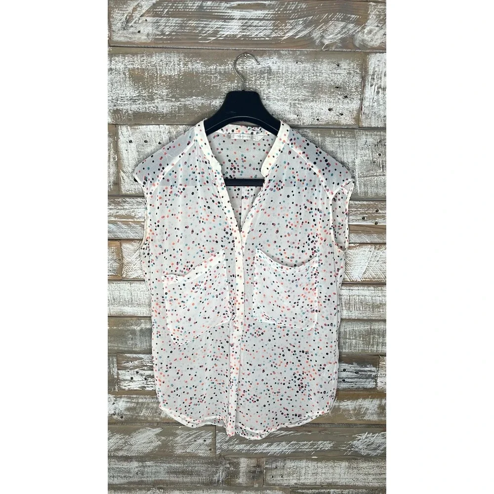 Zara Trafaluc womens‎ sleeveless polka dot blouse XS