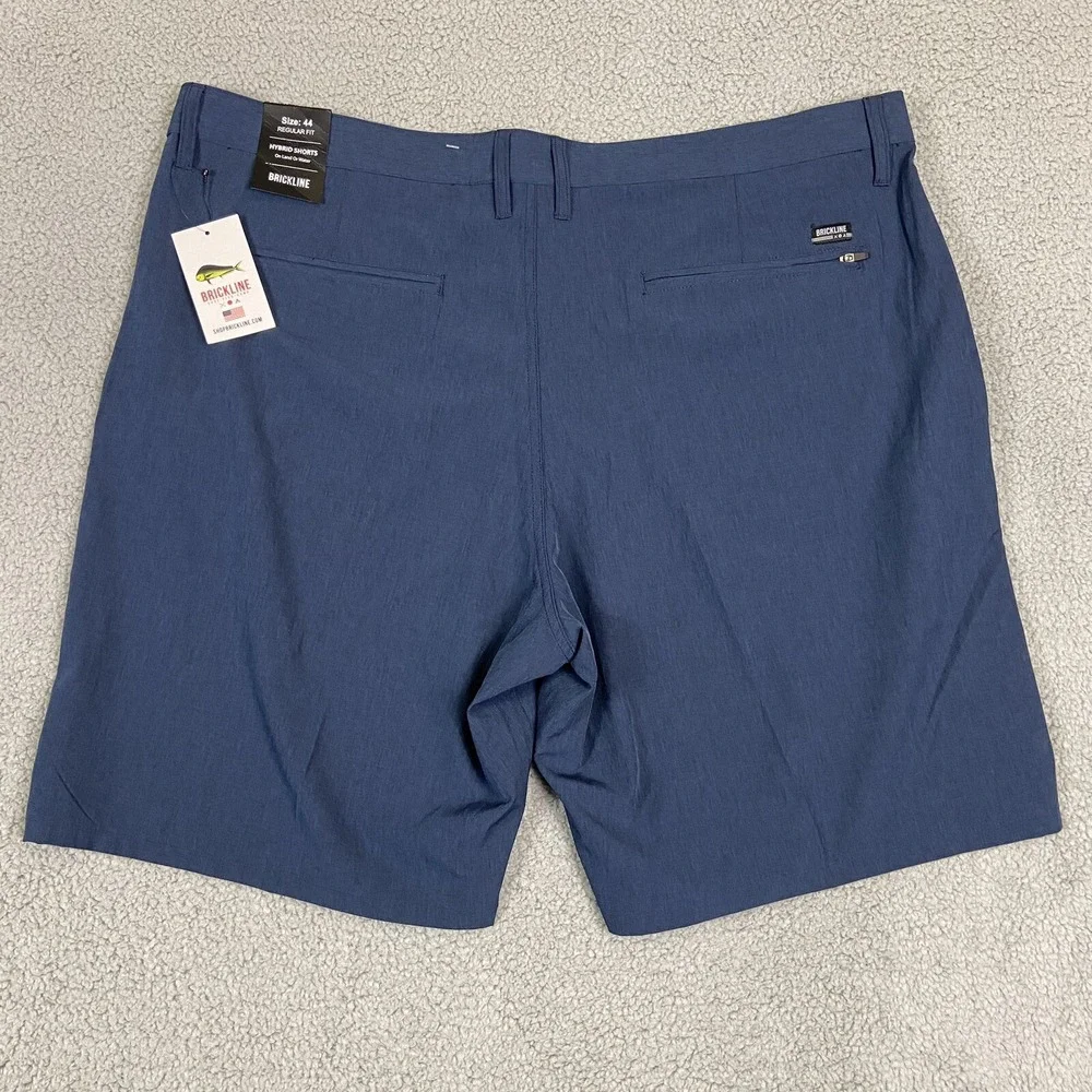 Brickline Fishing Hybrid Shorts Mens Blue Mottled Flat Front‎ Mid Rise Size 44