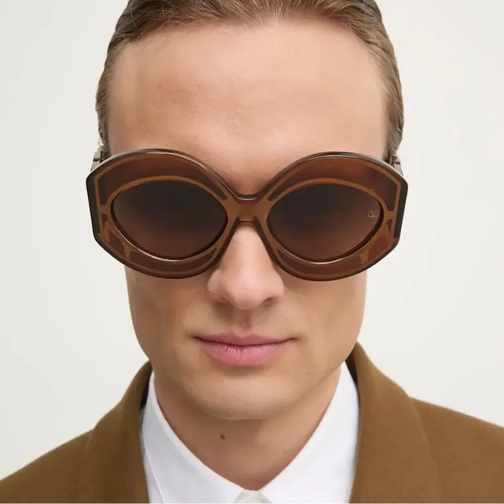 New! Valentino V SOUL II VLS 128B Chic Brown Sunglasses, Authentic