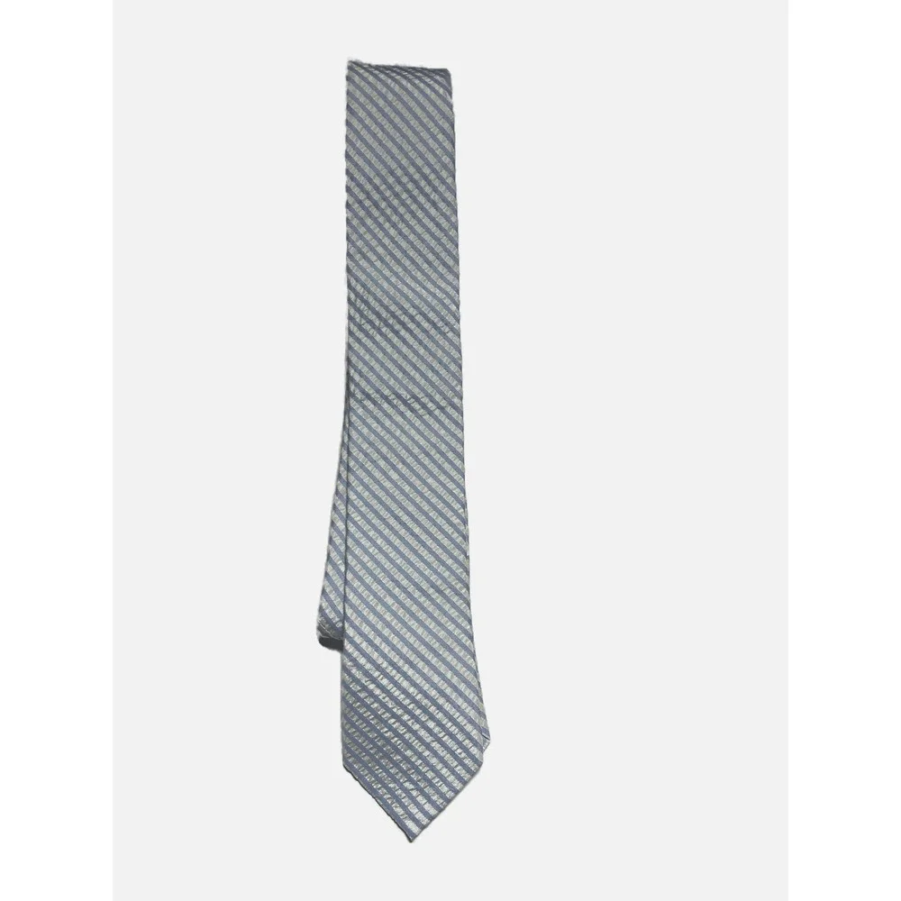 Crewcuts Tie Kids OS Blue Seersucker Silk Cotton Blend Striped Formal Preppy