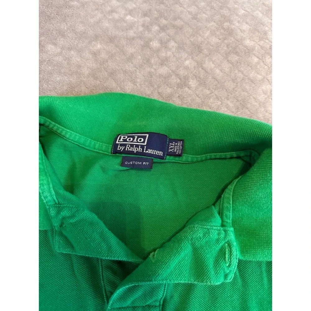 Polo Ralph Lauren Mens XXL Custom Fit Green Purple Pony Pique Polo Shirt