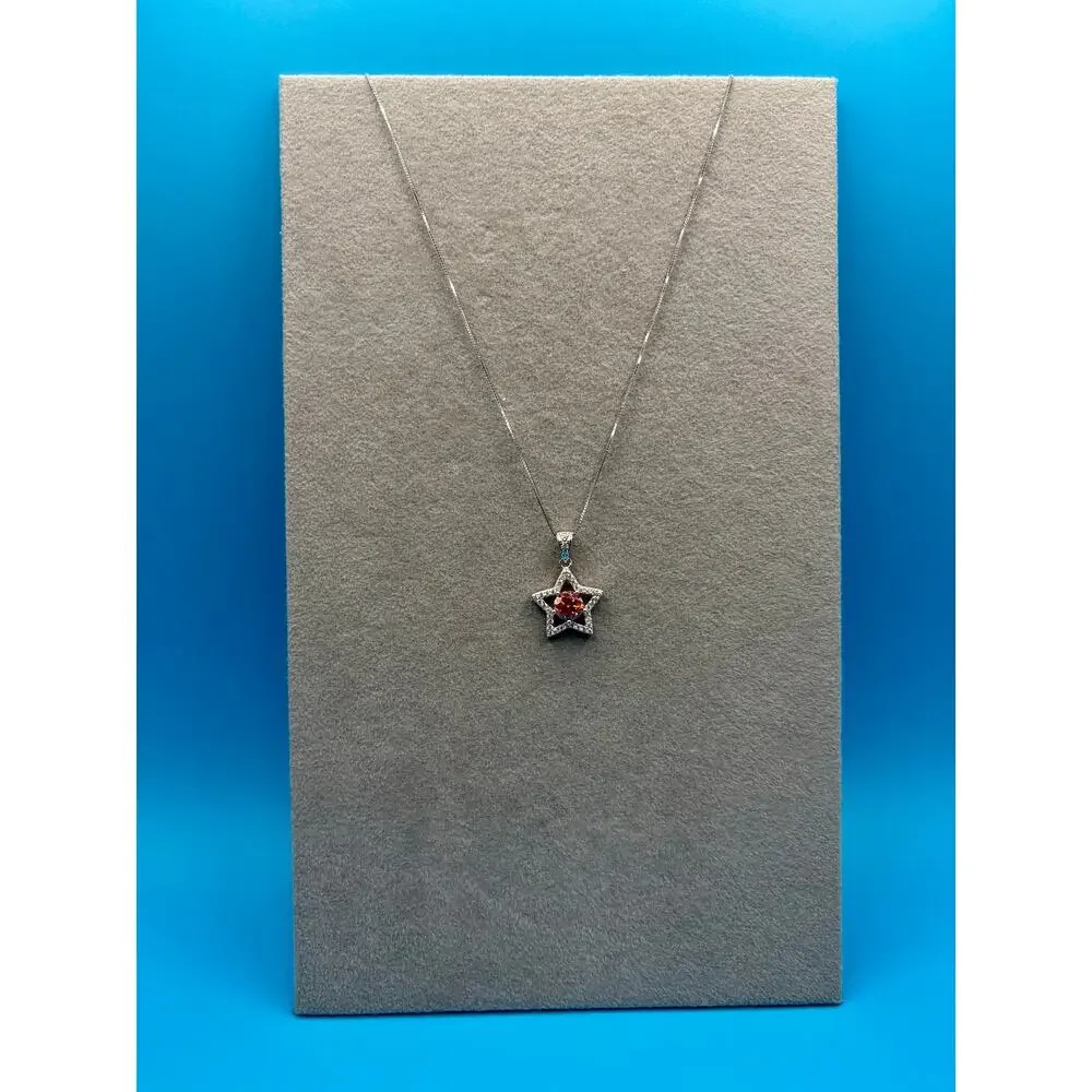 NEW 1.5ct Orange/Wht Moissanite Star 17