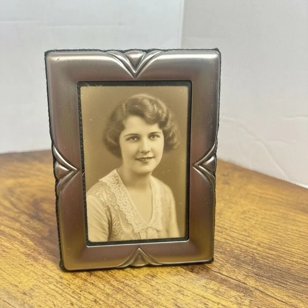 Vintage Mini Picture Frames Lot of 3 Metal Ornate Art Deco Style 3x2 Photo Size