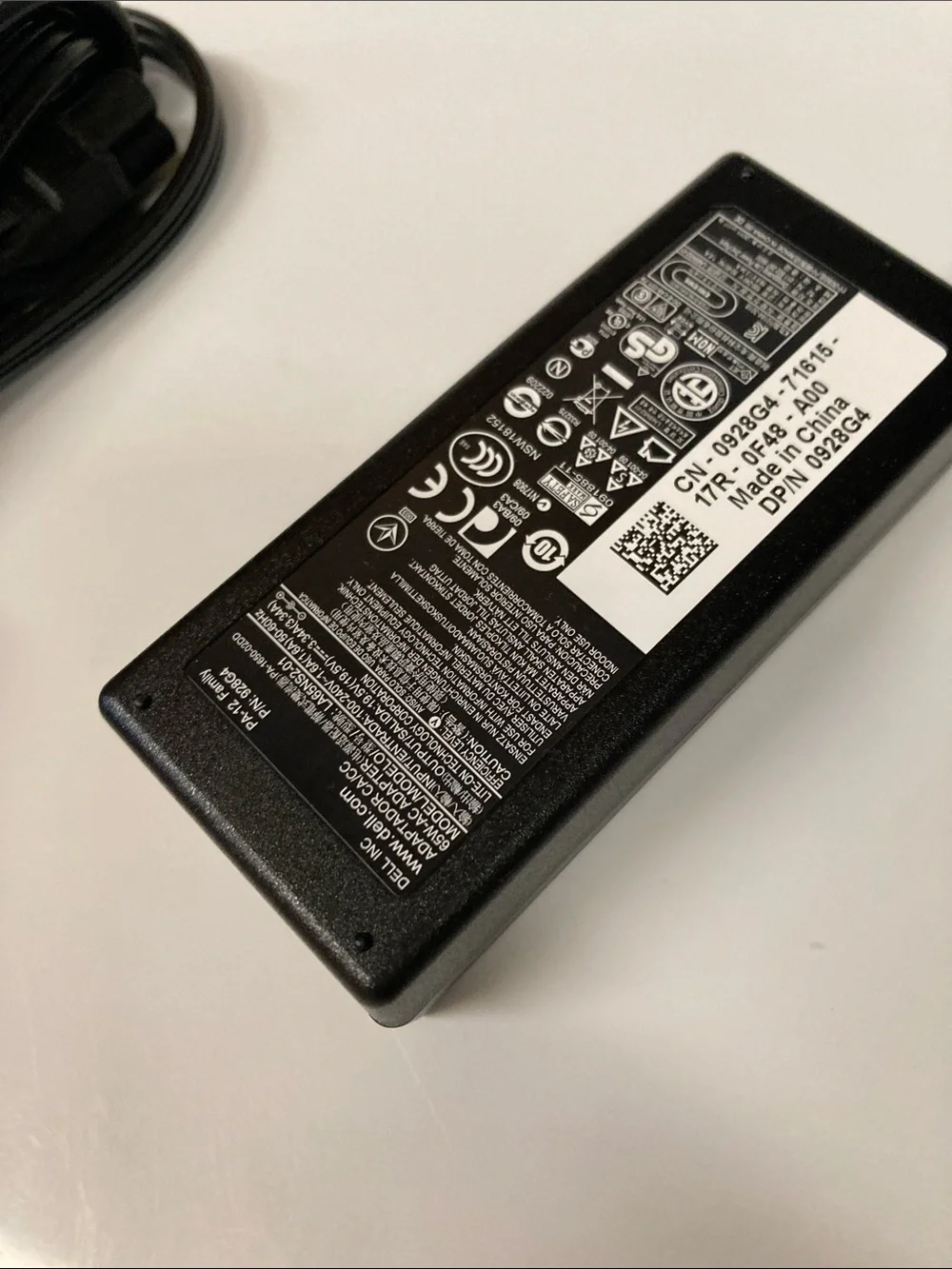 Dell Laptop 65W AC Power Adapter with 6 ft Detachable AC Cord