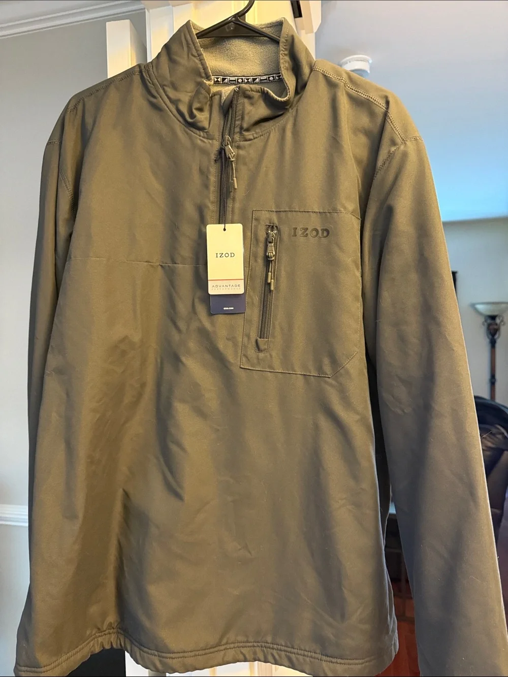 IZOD Men's Olive Quarter-Zip Pullover Jacket