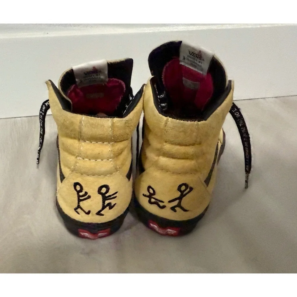 Vans Sk8 Hi Yellow Suede Mens Shoes Custom Artwork Bonita Applebum Size 8