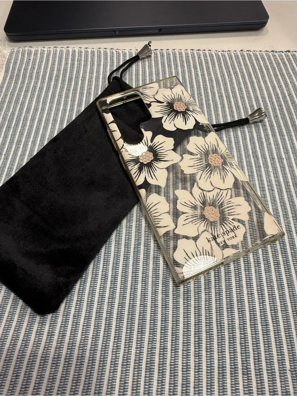 kate spade -S23Ultra- Black and Cream Floral Clear Phone Case (Good condition)