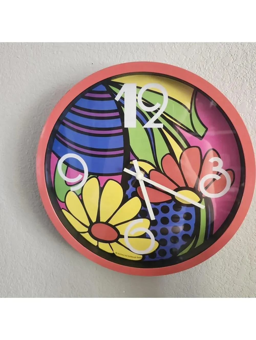 Groovy Floral Wall Clock Colorful Retro Daisy Veritime Inc/Edinburgh Designs Inc