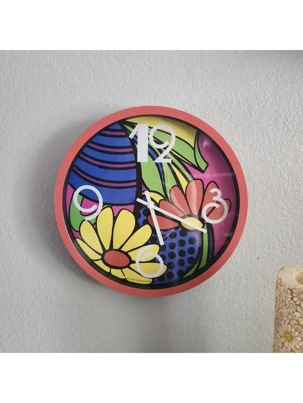 Groovy Floral Wall Clock Colorful Retro Daisy Veritime Inc/Edinburgh Designs Inc