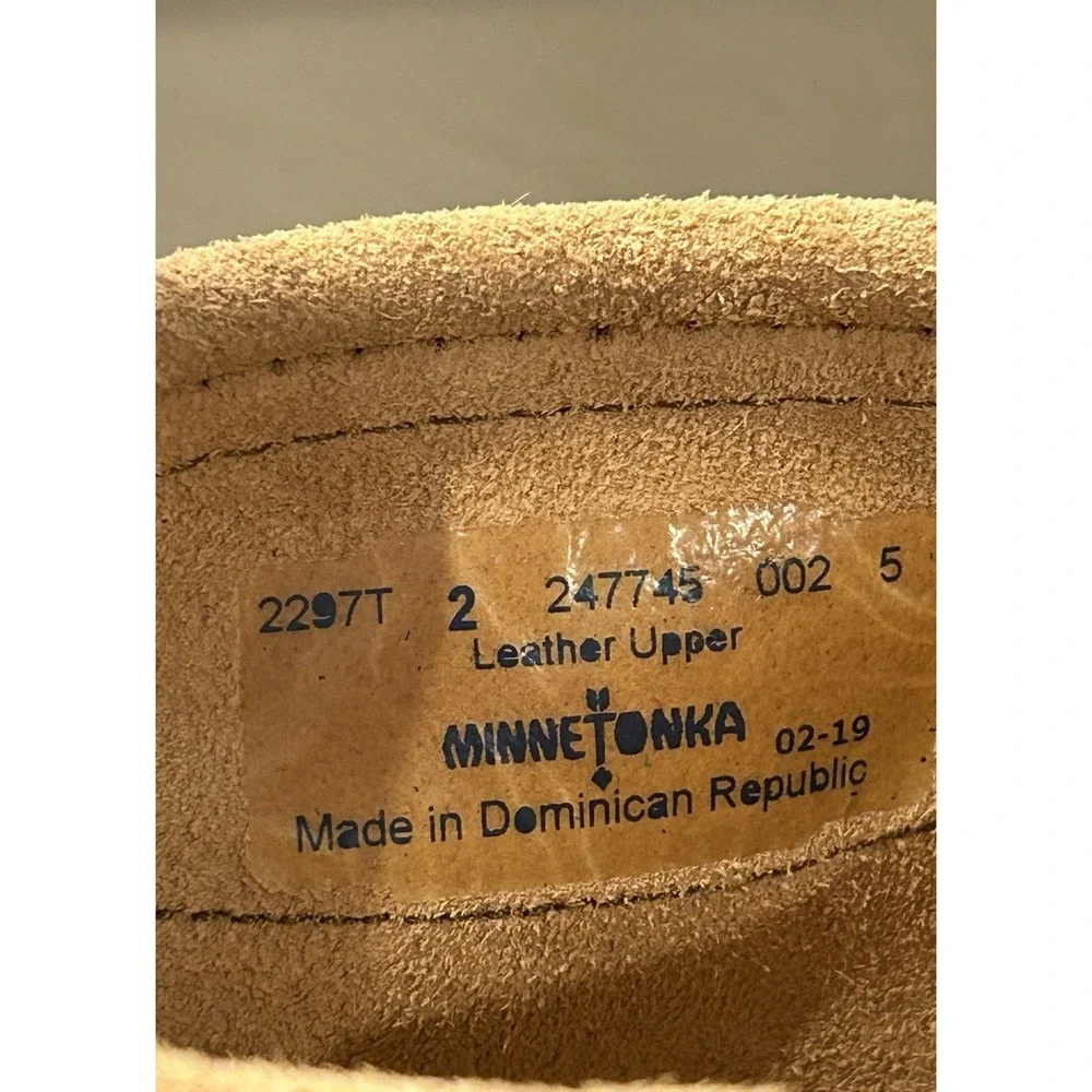 Minnetonka Brown Zip Double Fringe Ankle Bootie/Moccasin Style Big Kid Size 2