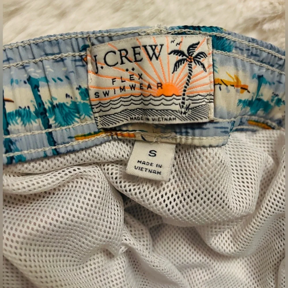 J. Crew Men’s Flex Swimwear Drawstring Waist Tropical Beach Print Size Small