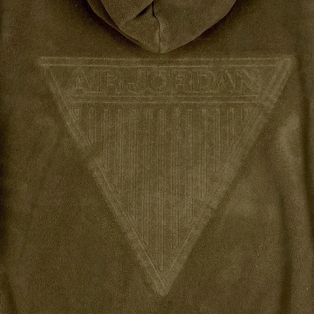 VTG Air Jordan Hoodie Men L Brown Fleece Embossed Pullover Heavyweight Fuzzy