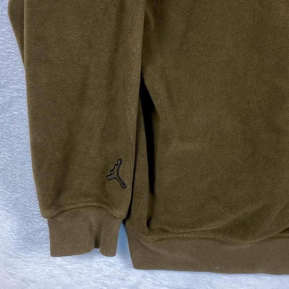 VTG Air Jordan Hoodie Men L Brown Fleece Embossed Pullover Heavyweight Fuzzy