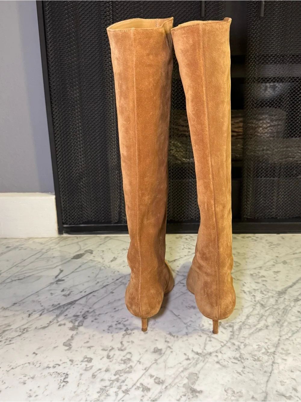 New Staud Sebastian Kitten Heel Suede Knee High Tan Boots Size EU 40.5 10.5 $595