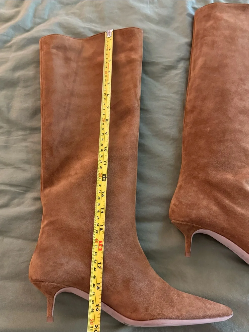 New Staud Sebastian Kitten Heel Suede Knee High Tan Boots Size EU 40.5 10.5 $595