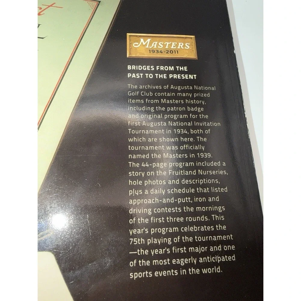 Masters 2011 Official Tournament Program Augusta National Golf Journal