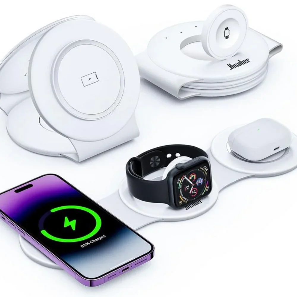 Hicober 3 in 1 Wireless Charging Station for iPhone Airpods watch Magnetic NEW