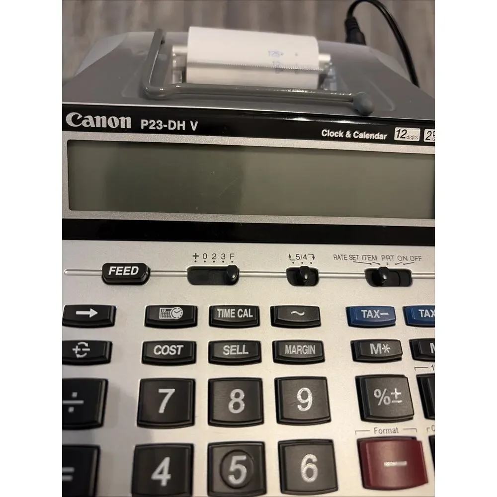 Canon P23-DH V Printing Calculator 12 Digit 2-Color Print w/ Adapter Tested