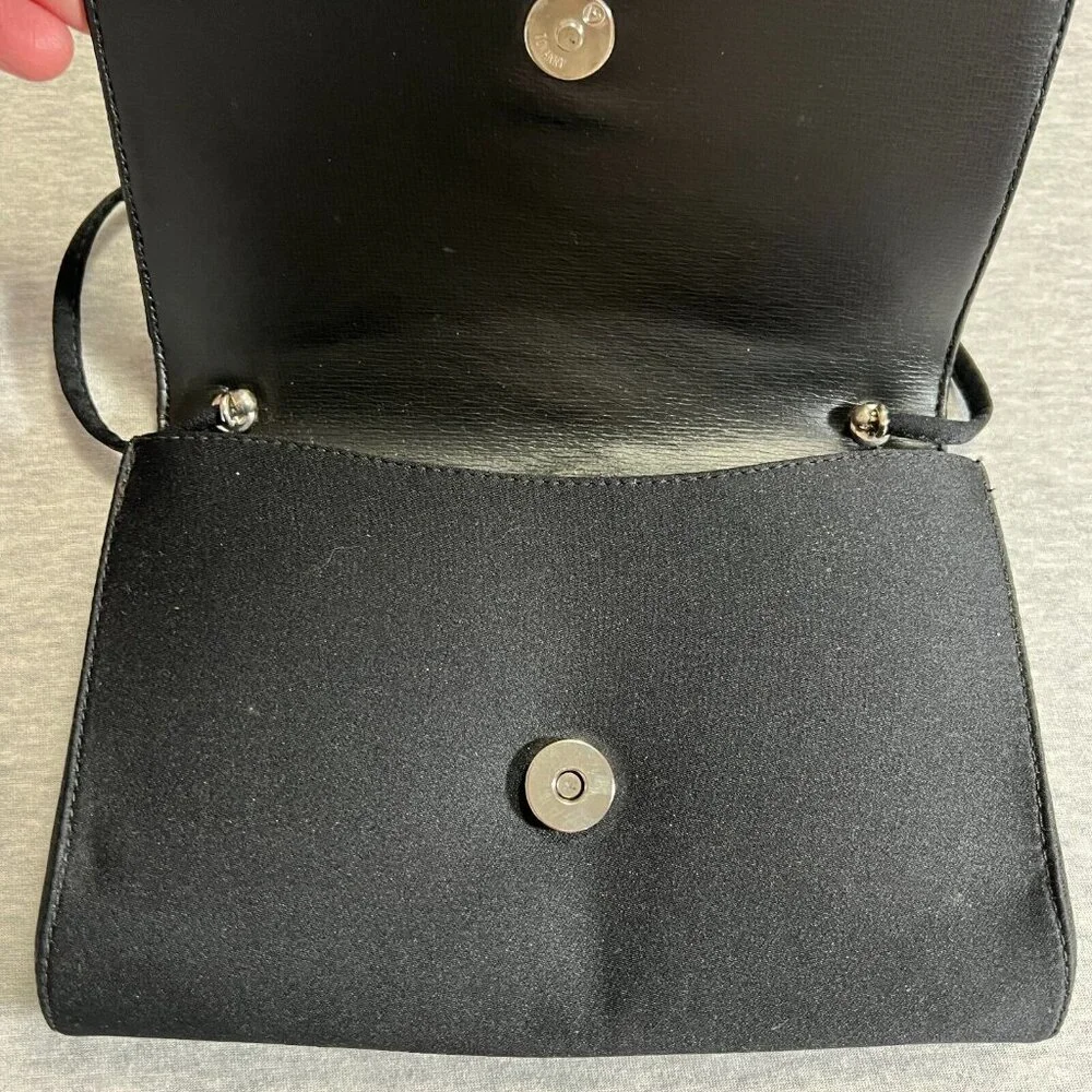 Vintage‎ Givenchy Paris Art Deco Jewel Black Small Evening Bag Clutch Strap Flaw