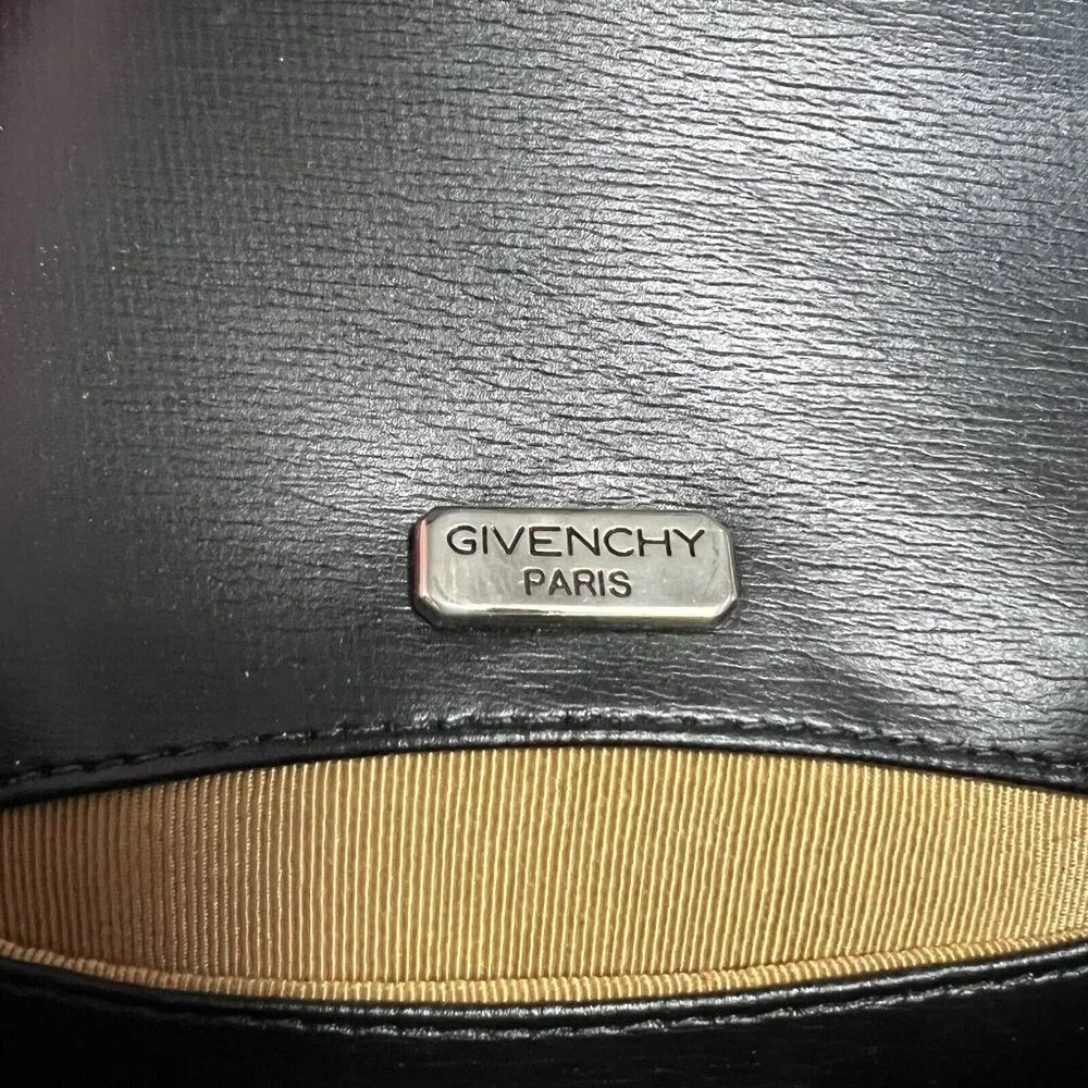 Vintage‎ Givenchy Paris Art Deco Jewel Black Small Evening Bag Clutch Strap Flaw