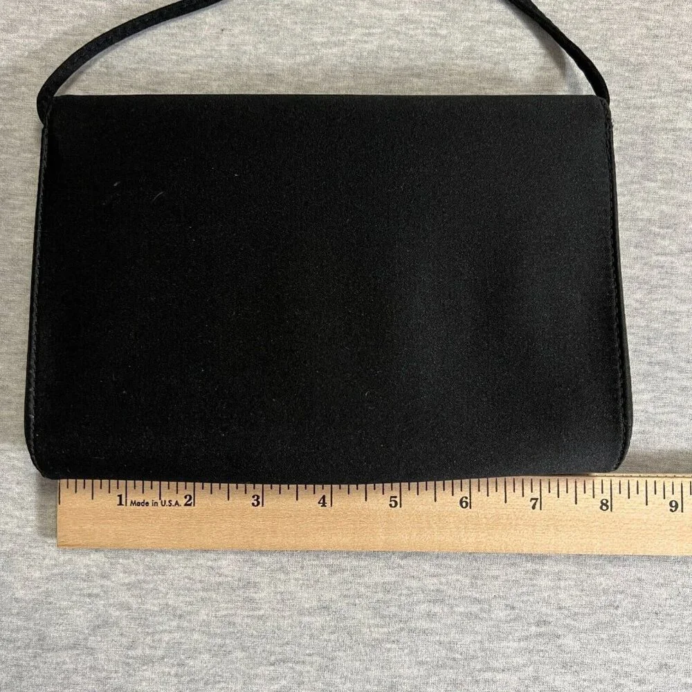 Vintage‎ Givenchy Paris Art Deco Jewel Black Small Evening Bag Clutch Strap Flaw